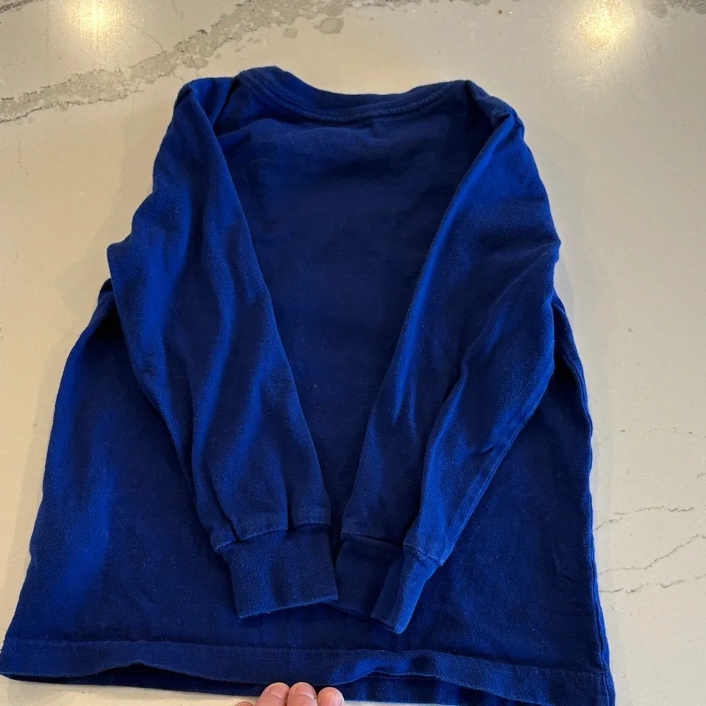 Ralph Lauren Kids Long Sleeve Shirt with Bear Graphic - Blue white spot by hand